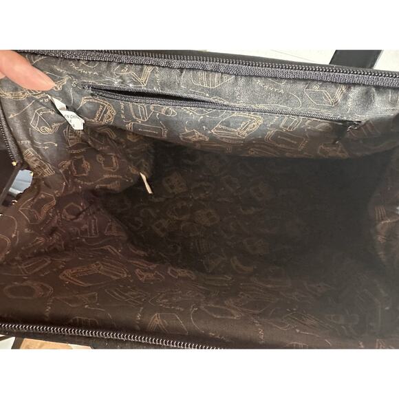 Samsonite Travel Bag Black Leather Long Shoulder Strap Front Turn Lock Pocket - Picture 6 of 9